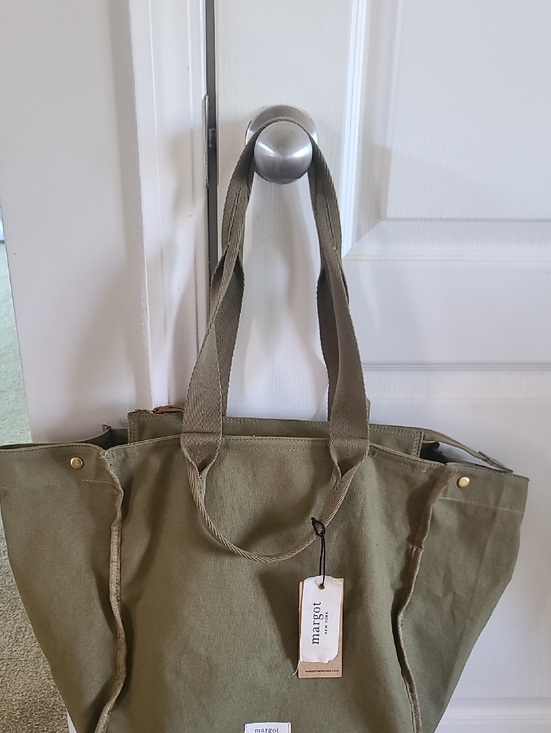 margot Handbags - margot Olive Canvas Tote with Dual Webbing Handles